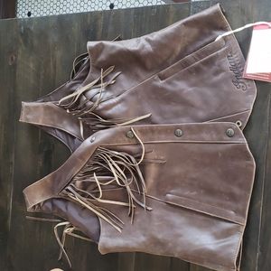 Leather vest with fringe